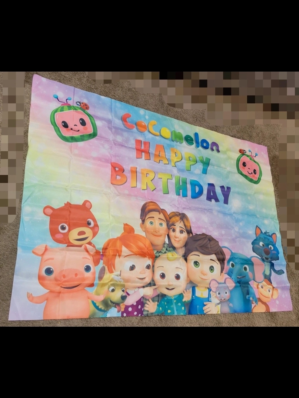 CoComelon Rainbow 'Happy Birthday' Party Backdrop
